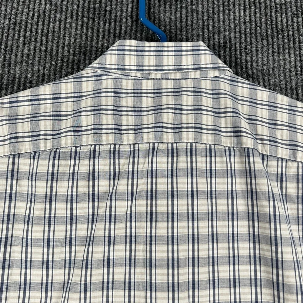 Banana Republic Shirt Mens Large Gray Plaid Long Sleeve Button‎ Up Soft Stretch